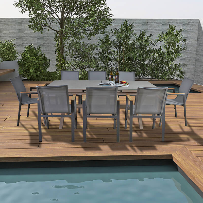 Ensemble de salle à manger de jardin extensible pour l'extérieur